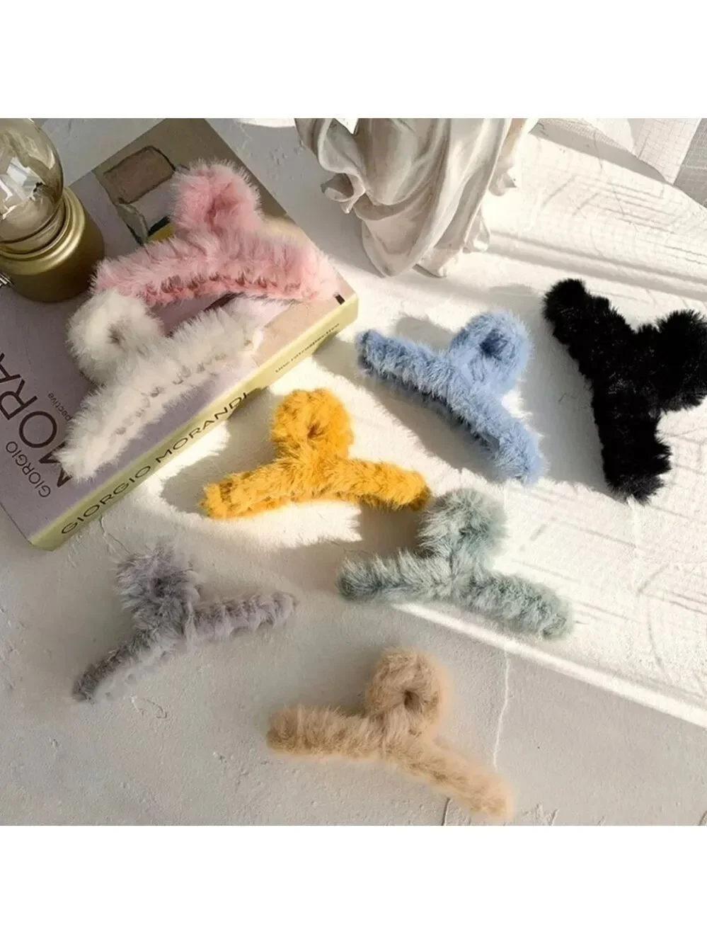 NEW Shark Blue Faux Fur Hair Claw Clip Accesory